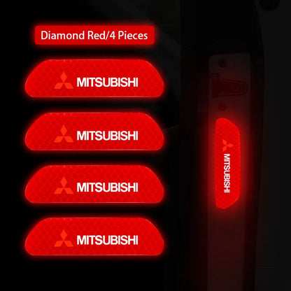 4Pcs Car Door Safety Warning Sticker Reflective Mark Decal | For Mitsubishi Lancer Ralliart ASX Mirage Pajero Xpander Attrage L200