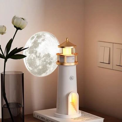 Moon Lamp Projection Lighthouse Night Light Bluetooth Music Remote Control Ambient Lamp