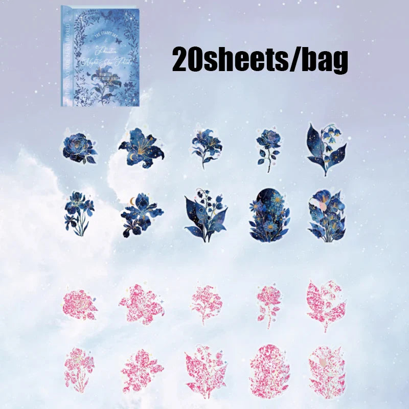 Mr. Paper 20pcs Floral Encounter PET Stickers | Botanical Theme Journal Decor