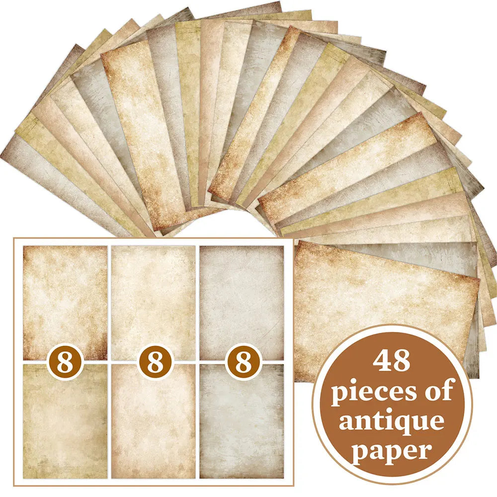 48 Sheets Vintage Scrapbook Paper Set | A4 Retro Junk Journal Collage Supplies