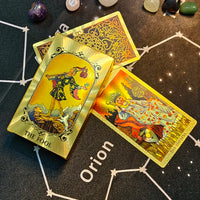 Divinative 12x7cm Gold Tarot Cards Standard Size for Beginners with Guide Book Classic Board Game