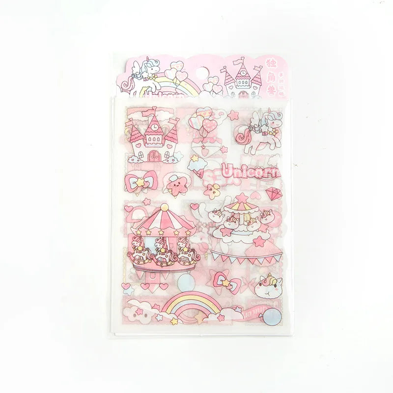 4-Piece Pink PET Sticker Pack | Kawaii Decorative Scrapbooking Set