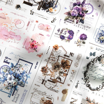 Journal GO 6pcs Vintage Flower Stickers | Fresh Plant Collage for Scrapbooking