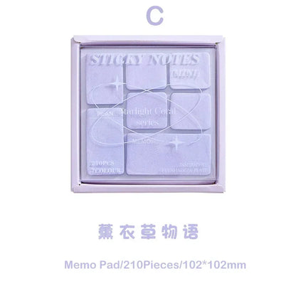 Colorful Aesthetic Sticky Notes | 210pcs Memo Pad Set for Scrapbooking