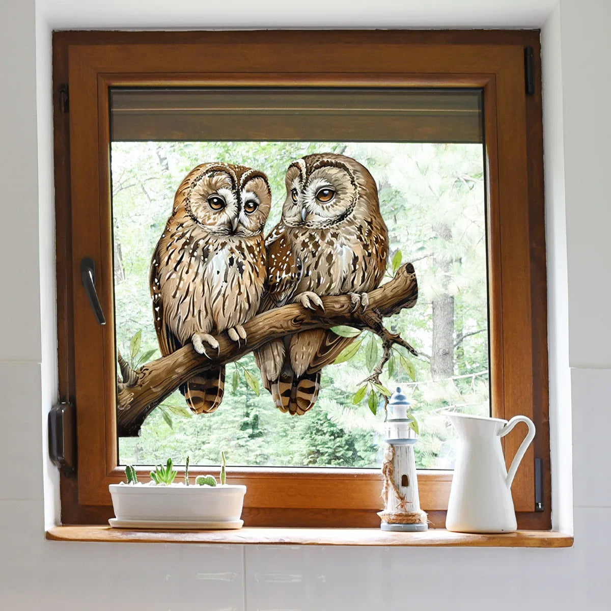 Owl Flower Branch Wall Stickers | Self-Adhesive Animal Wall Decals for Living Room