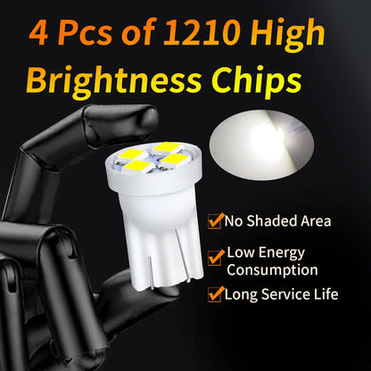 10Pcs T10 4SMD 1210 Blue LED Car Light Bulbs | High Brightness Plug and Play
