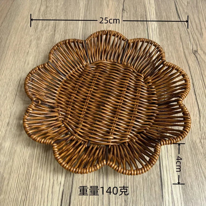 Imitation Rattan Fruit Basket Sundry Storage Basket Hand-Woven Storage Box Home Storage Supplies Tabletop Display Rattan Basket