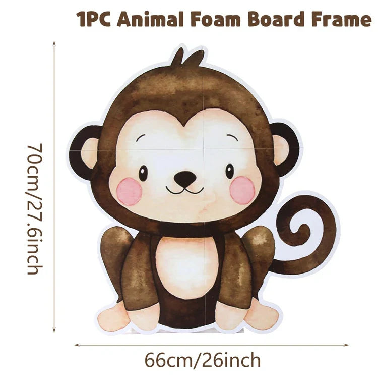 Ornement support grande fête animaux de la jungle 70cm Décoration joyeux anniversaire safari pour enfants Décoration fête sur le thème de la jungle et des bois pour baby shower