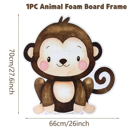 Ornement support grande fête animaux de la jungle 70cm Décoration joyeux anniversaire safari pour enfants Décoration fête sur le thème de la jungle et des bois pour baby shower