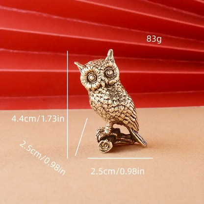 Statue de chat hibou en cuivre et laiton massif, ornements créatifs d'animaux de bureau, décoration de maison, collection, ornement mignon
