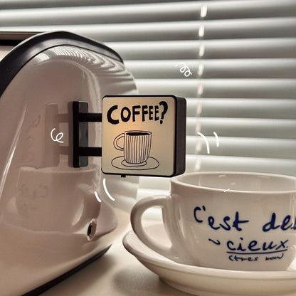 Imán de nevera Retro Coffee Corner Imán de nevera luminoso Imán magnético para el hogar en miniatura Tablero perforado de cafetería Decoración brillante