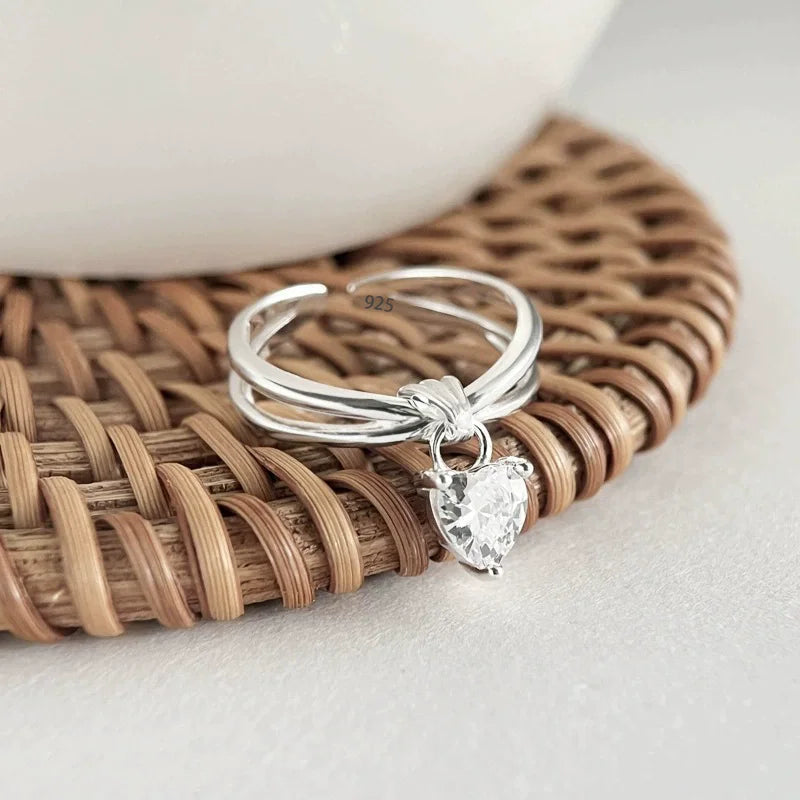 VENTFILLE 925 Sterling Silver Flower Lace Ring | Korean Fashion Adjustable CZ Ring