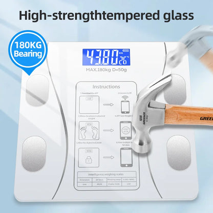 Smart Bluetooth Digital Scale – LED Display with App Sync and Rechargeable Battery