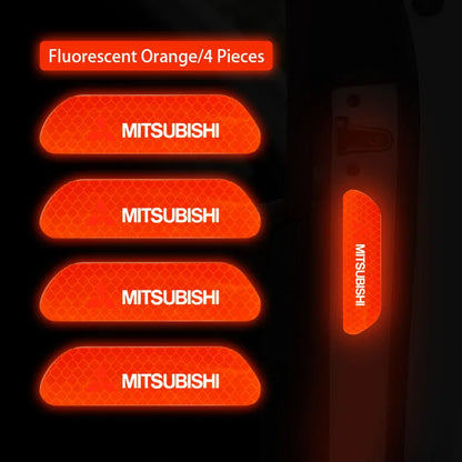 4Pcs Car Door Safety Warning Sticker Reflective Mark Decal | For Mitsubishi Lancer Ralliart ASX Mirage Pajero Xpander Attrage L200