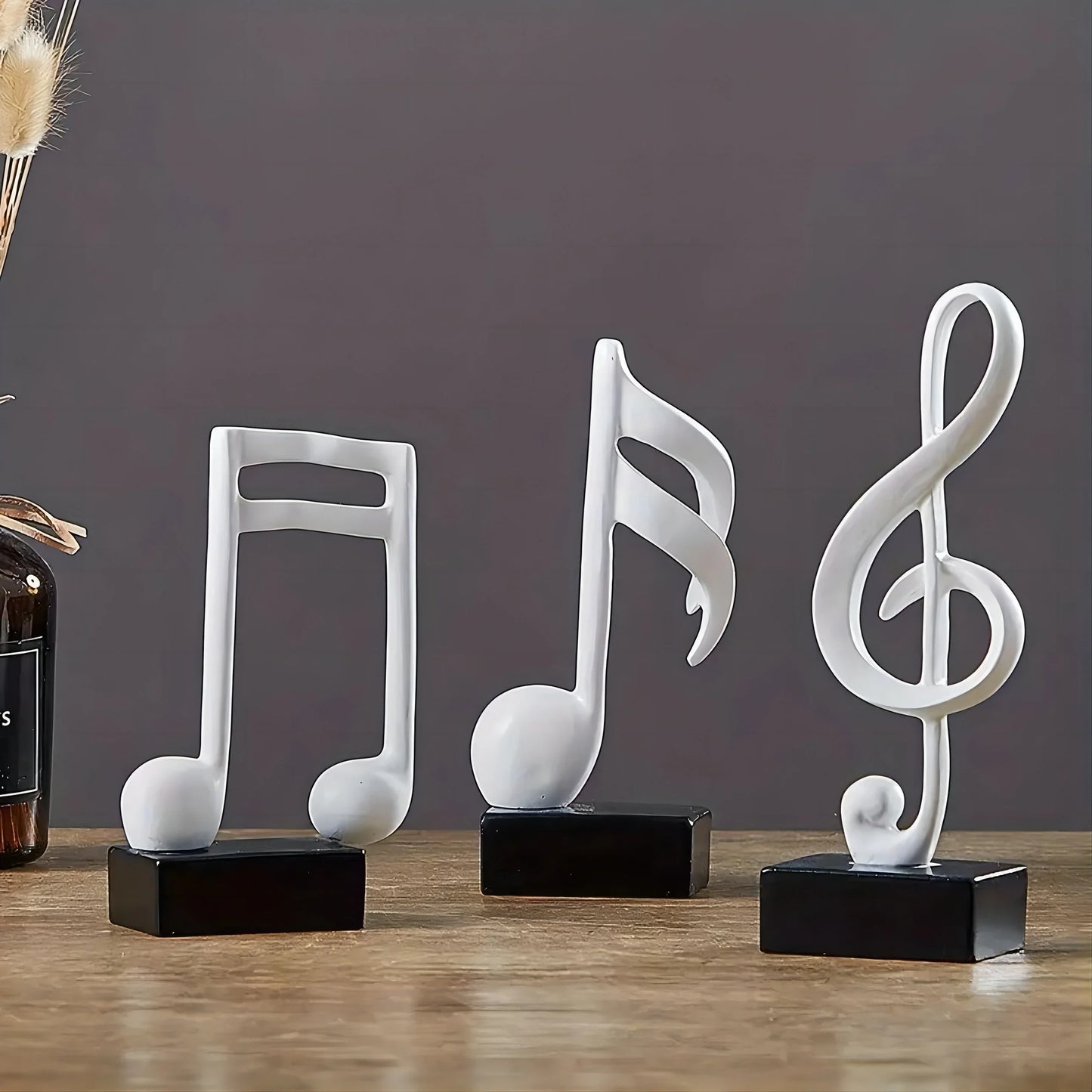 Set de 3 Piezas de Decoraciones de Notas Musicales, Regalos, Estatuas Musicales, Estatuas Modernas, Esculturas, Centros de Mesa, Artesanías, Dorado.