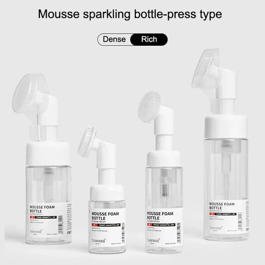 30ml 60ml 100ml 150ml Empty Foam Pump Bottle with Silicone Brush Head | Portable Face Cleanser Dispenser