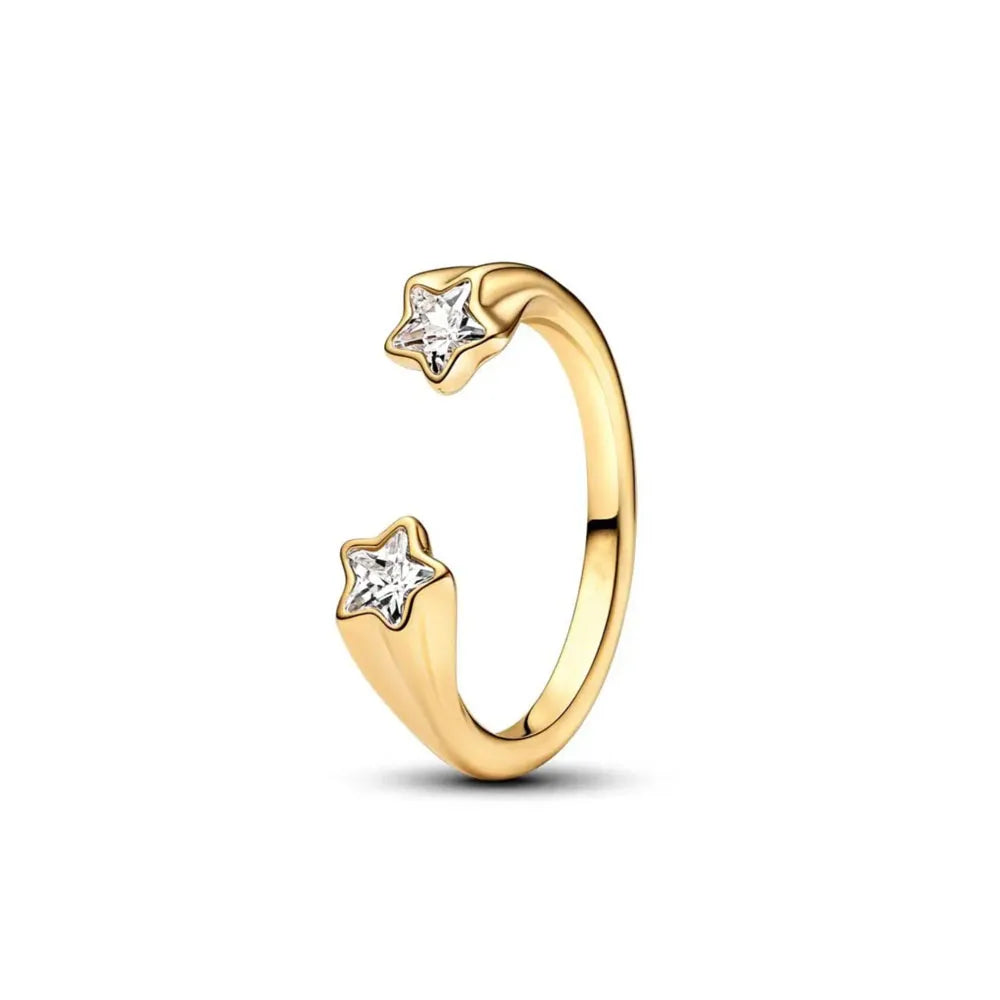 Gold Sun Heart Bow Ring | 925 Sterling Silver Zircon Ring for Women