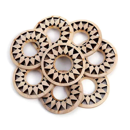 Wooden Crystal Ball Holder Stand | Hollow Sunflower Design Display
