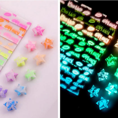 210 Sheets Luminous Origami Stars Paper | 10 Colors Glow in the Dark Lucky Star Strips for DIY Craft