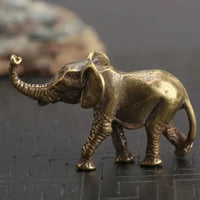 Statuette d'éléphant en laiton – Miniature animale en métal faite à la main, statue de collection, accessoire de décoration de bureau, sans électricité