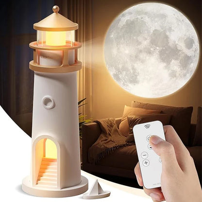 Moon Lamp Projection Lighthouse Night Light Bluetooth Music Remote Control Ambient Lamp