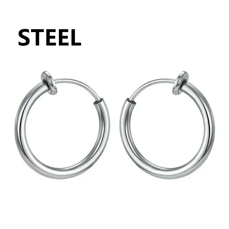 1 Pair Punk Stealth Clip On Earrings | No Hole Ear Cuff and Helix Ring Set