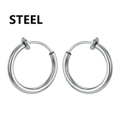 1 Pair Punk Stealth Clip On Earrings | No Hole Ear Cuff and Helix Ring Set