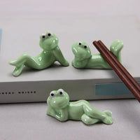 Creative Ceramic Chopstick Holder Funny Frog Cutlery Stand Spoon Fork Rest Tableware Restaurant Utensil Kitchen Tools Home Decor