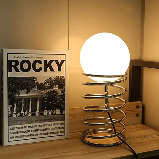 Ins Bauhaus Spring Table Lamp Vintage Nordic Modern Minimalist Homestay Glass Living Room Bedroom Bedside Lamp Drop Shipping
