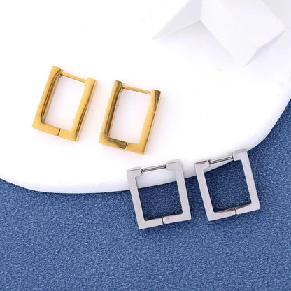 Geometric Stainless Steel Hoop Earrings | Square Triangle Punk Jewelry for Men Women