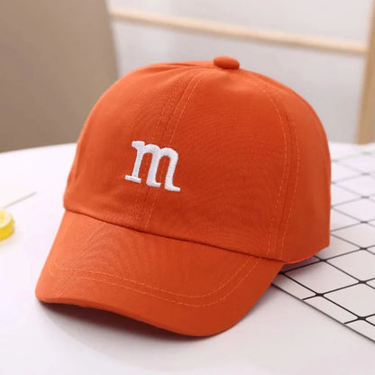 Kids Unisex Baseball Cap with M Letter Embroidery | Adjustable Cotton Sun Hat