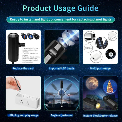 Moon Lamp Projector | USB LED Night Light for Halloween and Christmas Decor