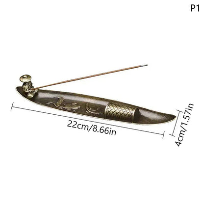 Traditional Japanese Incense Holder Old Men Fishing Boat Design | Aromatherapy Ornament for Home Decor
