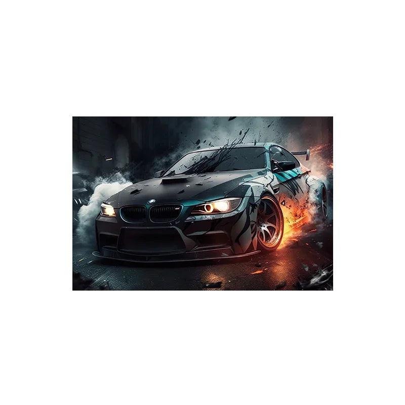 Voiture de sport E30, Graffiti de voiture de course de luxe, Art mural, Affiche imprimée sur toile HD, Décoration de maison, de salon, de chambre