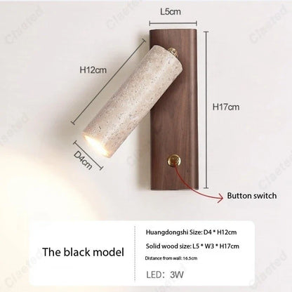 New LED Yellow Cave Stone Wall Lamp with Switch Adjustable Angle Home Living Room Bedroom Bedside Decorative Lighting Lamps