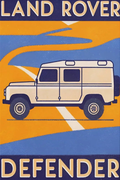 L-and-R-over Defender 90 Offroad Poster Classic Retro Automotive Poster Canvas Prints Classic Off-road Vehicle Aesthetic Print