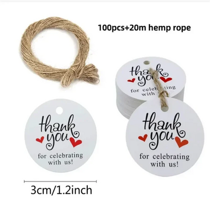 100pcs Kraft Tags with 20m Jute Twine | Handmade Gift Tag Set