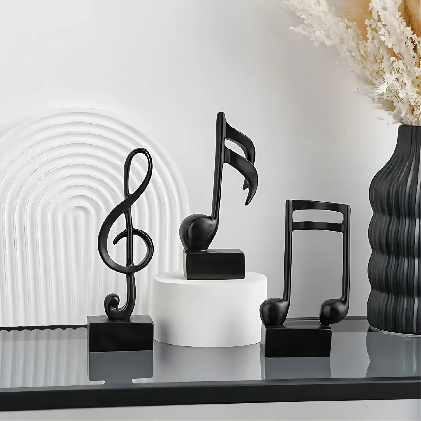 Set de 3 Piezas de Decoraciones de Notas Musicales, Regalos, Estatuas Musicales, Estatuas Modernas, Esculturas, Centros de Mesa, Artesanías, Dorado.