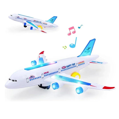 Electronic Airplane Toy with Music & Lights – Automatic Rotating Educational Plane