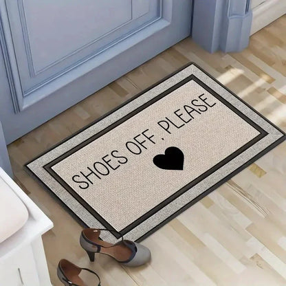 Alfombra estampada VIKAMA ZAPATOS FUERA POR FAVOR, resistente a la suciedad y fácil de limpiar, felpudo para pasillos y entradas de dormitorios, decoración del hogar