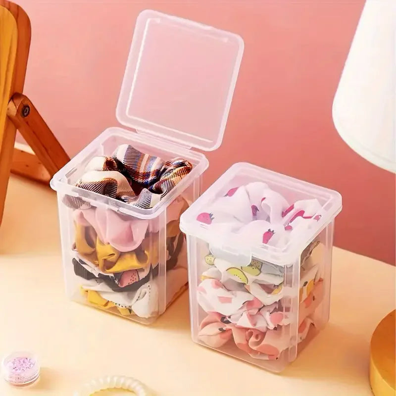 1 unidad de caja de almacenamiento apilable transparente para accesorios de cabello con tapa a presión - Organizador de plástico a prueba de polvo y agua para joyería