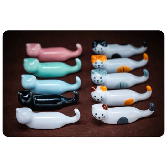 Support de Baguettes en Céramique Style Japonais avec Motif de Chat Mignon, Repose-Baguettes, Porte-Baguettes, Vaisselle, Support de Cuillère