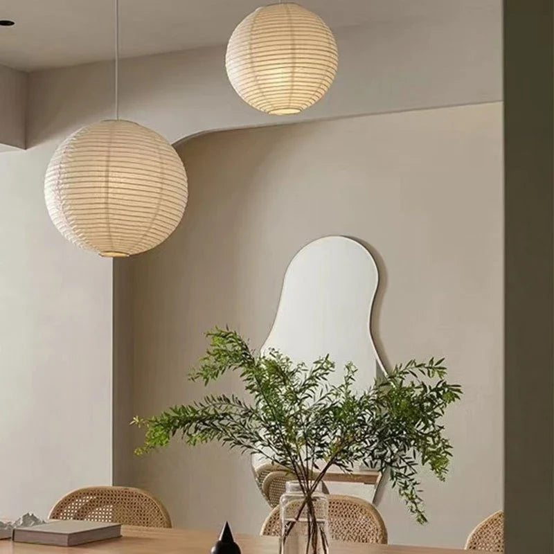 Japanese Noguchi Paper Lantern Pendant Light Sphere Ceiling Lamp for Home Décor