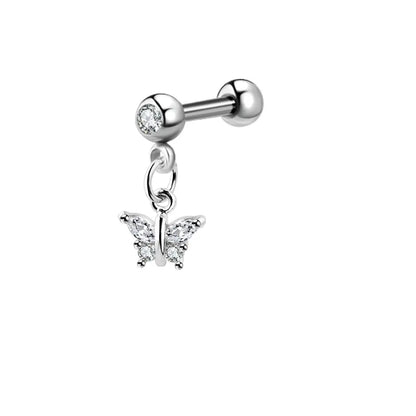 Moon Star Tragus Earring | Cz Cartilage Stud for Helix Daith Rook Piercing