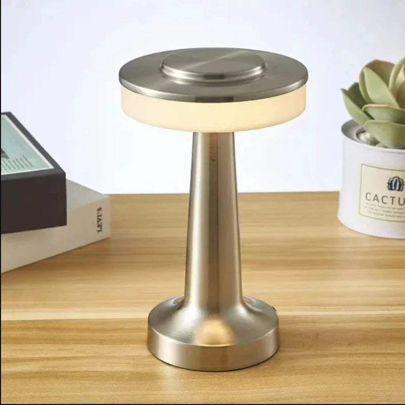 Metal Touch Table Lamp USB Rechargeable Portable Bedside Night Light for Bar