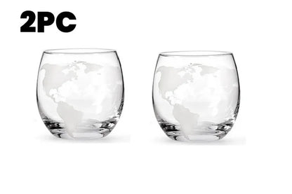 Creative Globe Decanter Set with Lead-free Carafe Exquisite Wood-stand and 2 Whisky Glasses Whiskey Decanter Globe Grade Gift