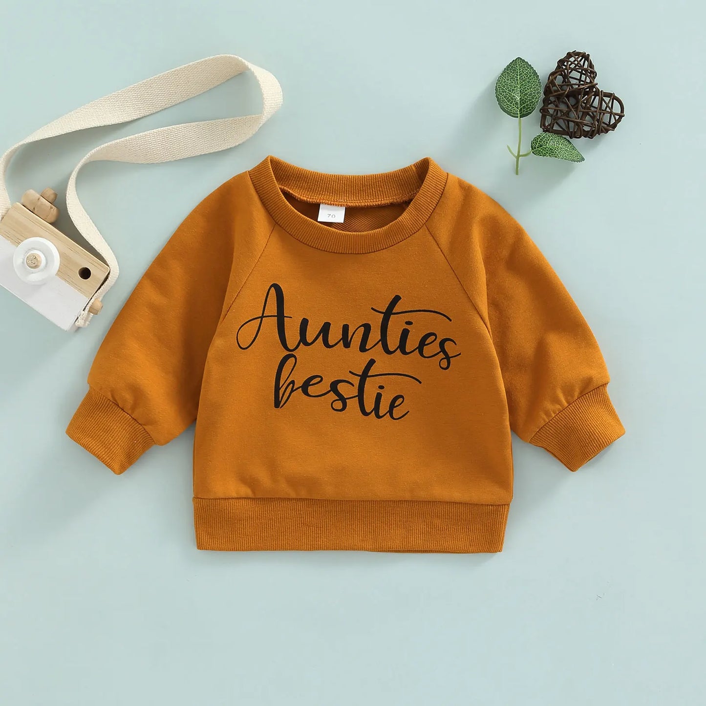 Baby Long Sleeve Sweatshirt – Cotton Blend Letter Print Pullover for Girls, Soft Casual Top