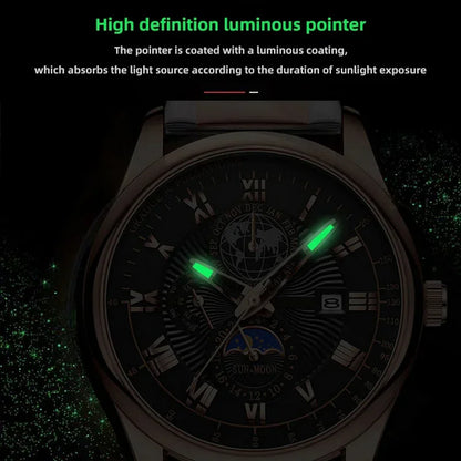 2026 Luxury Men's Sport Watch | Waterproof Luminous Leather Quartz Wristwatch