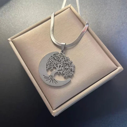 Tree of Life Pendant Necklace | Stainless Steel Family Tree Jewelry for Men and Women