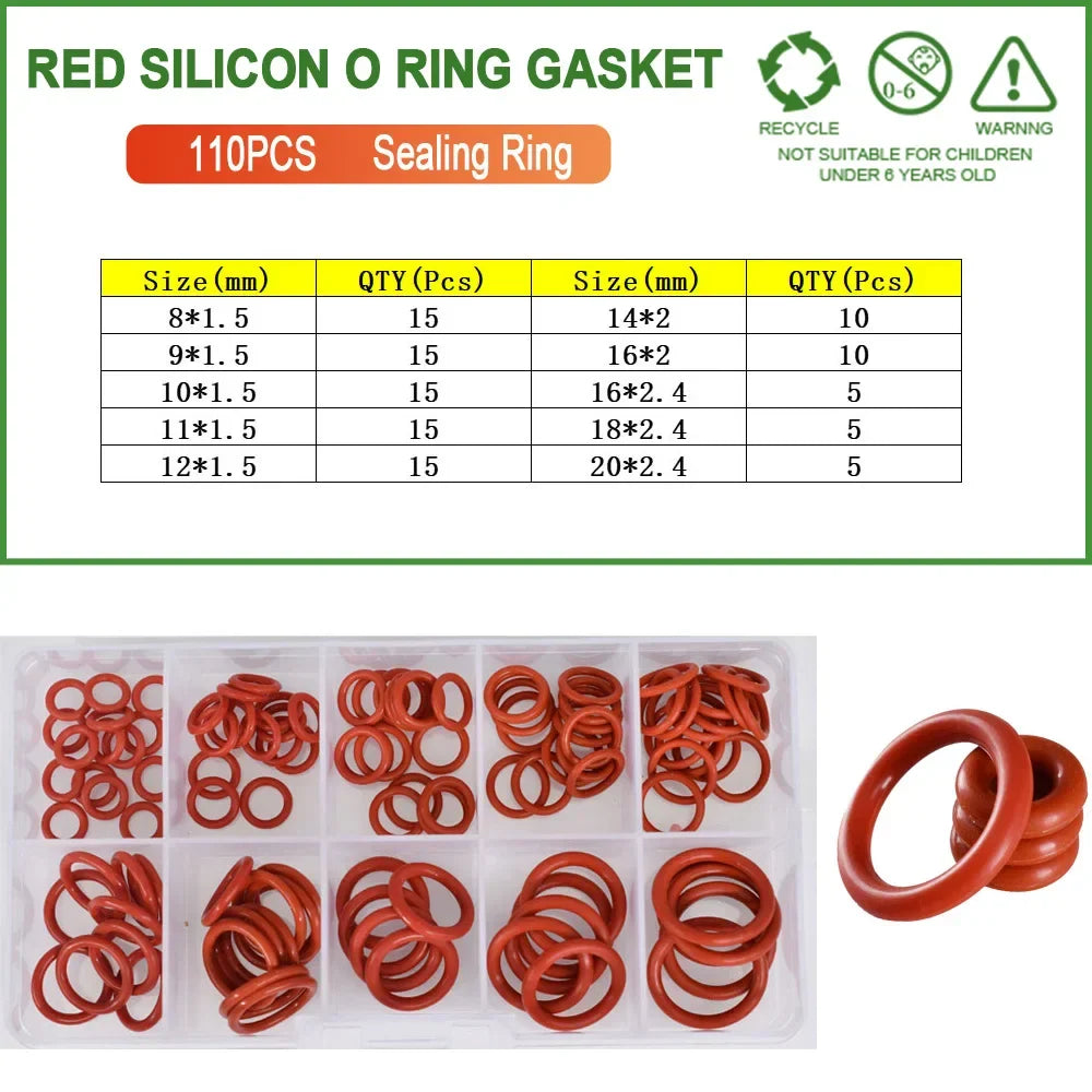 Red Silicone O-Ring Sealing Gasket | Food Grade VMQ Rubber Washer for Cooker